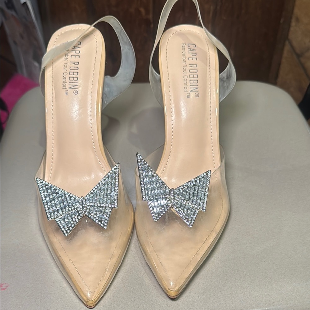 Cape Robbin Women's Silver Heels with Bow Accent